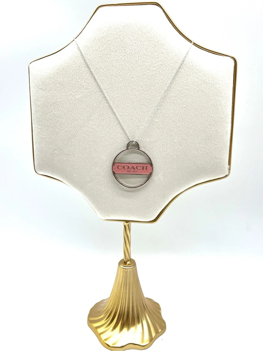 Coach Vintage Pink Enamel Round Hang Tag / Bag Charm